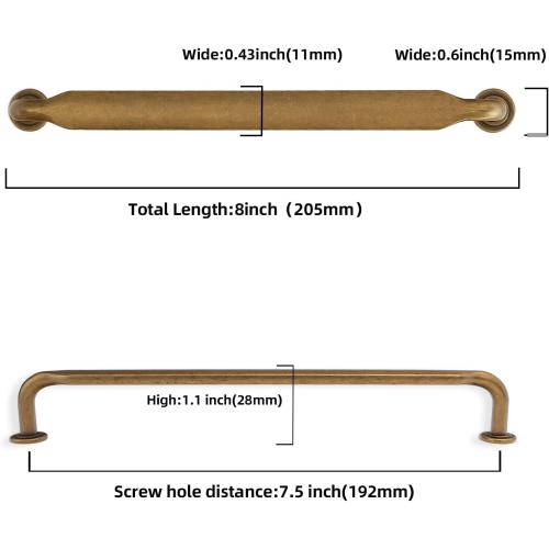 10 Pack 7-1/2 Inch Cabinet Pulls Antique Brass Kitchen Cabinet Handles Zinc Alloy Drawer Pulls Solid Cabinet Hardware