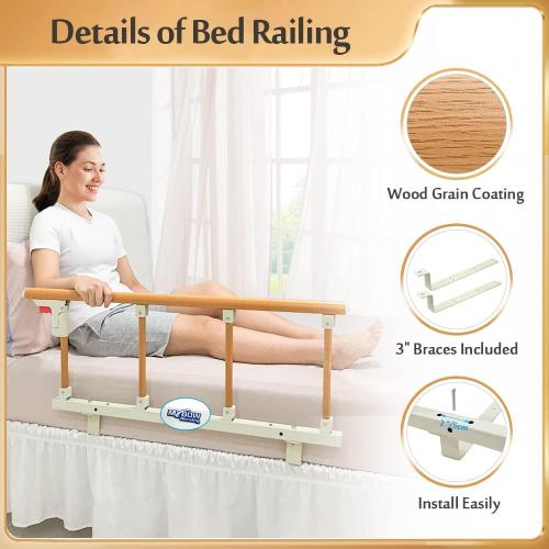 Bed Rails for Elderly Adults Guard Railing Bed Side Rail Medical Safety Bed Assist Bar for Seniors Bedside Handle Cane Hospital College Dorm Collapsible Bed Rail Metal Fall Protector Home Care Devices