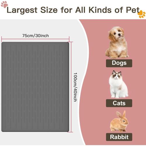 Largest Dog Food Mat, 39.5x29.5 Silicone Dog and Cat Mat for Food and Water Bowls, Thinken Waterproof Non-Slip XXXL Pet Feeding Mat for Floors (Brown)