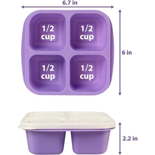 Snack Containers, Reusable Stackable 4 Divided Compartments Bento Snack Box Meal Prep Containers with Snacks, Fruits, Nuts, Cookies, Candies [5 Pack]