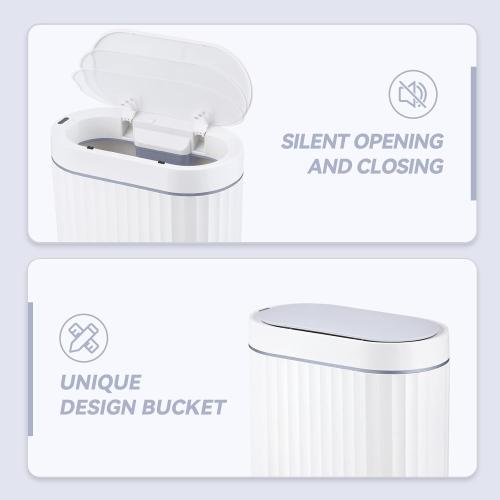 ELPHECO Bathroom Motion Sensor Trash can 8 Litre Automatic Garbage Can, 2 Gallon Slim Plastic Smart Trash Can with Lid, Waterproof Intelligent Trash Bin for Bedroom, Bathroom, Kitchen, Office