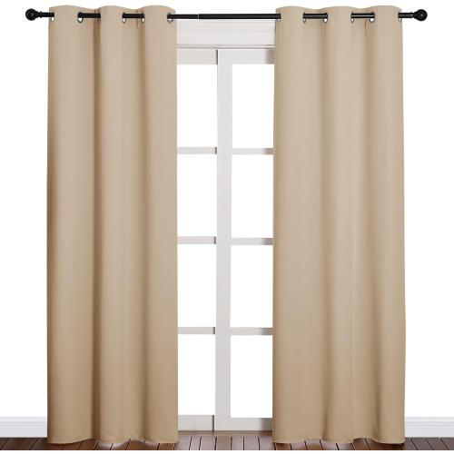 NICETOWN Thermal Insulated Eyelet Top Room Darkening Panels/Curtains/Drapes for Bedroom (2 Panels, W42 x L84 inches, Biscotti Beige)