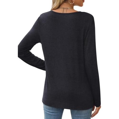 Size XL Merry Christmas Shirts for Women Funny T-Shirts for Women Crew Neck Xmas Long Sleeve Multiple Graphic Tee Tops