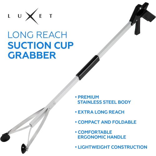 Size 80 Luxet Reacher Grabber Tool X-Long 80 Aluminum Suction Cup Jaw, Foldable Lightweight Reacher Grabber Pickup Tool, Gripper Grabbers for Elderly Grab it Reaching Tool Trash Picker Grabber (Black)