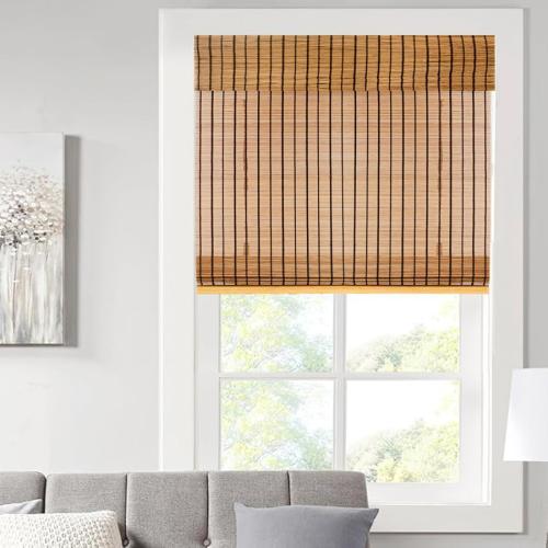 Bamboo Blinds, Shades Roman for Windows Window Home Patio & Shade 27 W X 60 H - Light Filtering Cordless Blinds for Interior Windows - Real Natural Bamboo Material - Mounting Hardware Included
