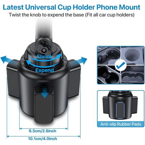 Miracase [Upgraded Version Cup Phone Holder for Car, Universal Adjustable Long Neck Car Phone Mount Cradle Friendly Compatible with iPhone Samsung Google and All 4.0-7.0 inches Smartphones