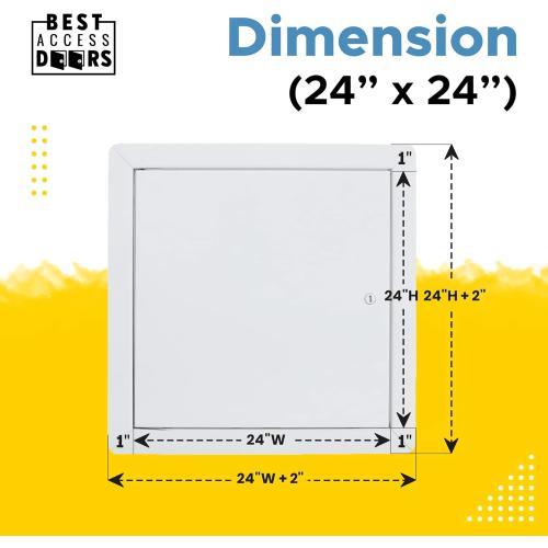 Best 24 x 24 Universal Metal Access Panel with Flange, 16-Gauge Cold Rolled Steel Access Door for Dry Wall/Ceiling, LEED Compliant Drywall Panel with Hidden Pin Hinge, Screwdriver Latch, BA-UAP