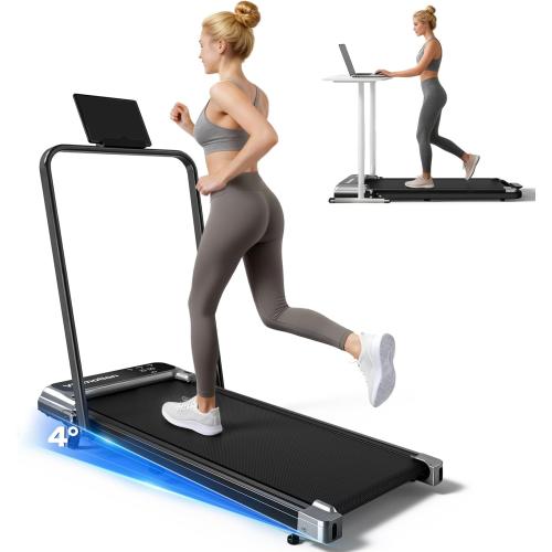 Walking Pad Treadmill with Handle Bar and Adjustable Incline, Compact Portable Treadmills for Home Office, 2.5HP Quiet Anti-Slip Under Desk Treadmills, 0.6-3.8 MPH Remote Speed Control, 265 LBS