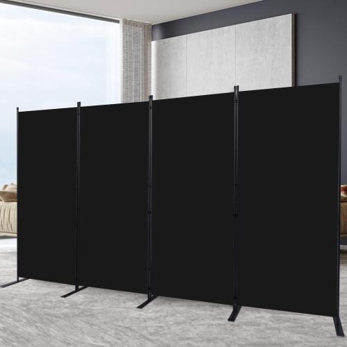 Room Divider 6FT Portable Room Dividers and Folding Privacy Screens, Fabric Divider for Room Separation, Partition Room Dividers Freestanding Wall Divider Screen Studio (Black, 4 Panel-136'')