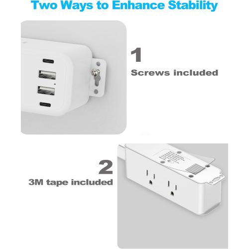 Olcorife Outlet Extender Stick, Power Strip with 6 Outlets & 4 USB Ports, Extends 22-34, Rotates 180°(90° per Side), Home Dorm Essential for Nightstand, Couch and Desk