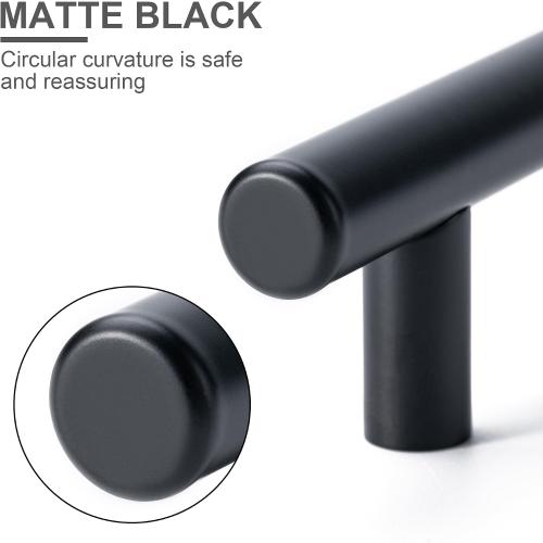 10 Pack Cabinet Pulls Matte Black Stainless Cabinet Handles, for Kitchen and Bathroom Cabinets, 5 Inch Length, 3 Inch Hole Center