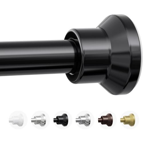 Chrsouly Shower Curtain Rod, 31-76 Inch Adjustable Tension Shower Rod, 1 Diameter Heavy Duty Rust-proof Tension Curtain Rods for Bathroom, Non Slip, No Drill, Black