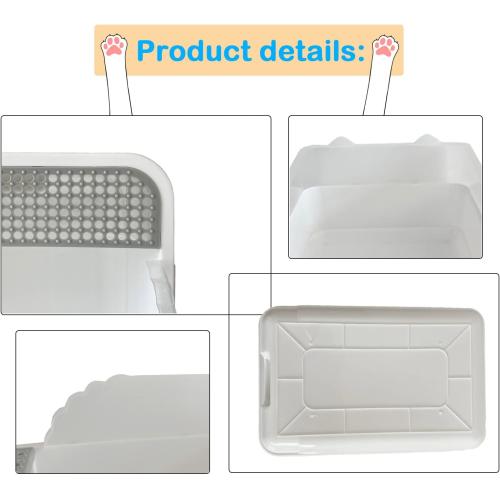 Open Cat Litter Box with High Side,Heightening Anti-Splashing Cats Litter Pan,Kitten Toilet with Litter Sifting Scoop,Semi-Enclosed Removable Kittens Litter for Easy to Clean Boxes No Odor