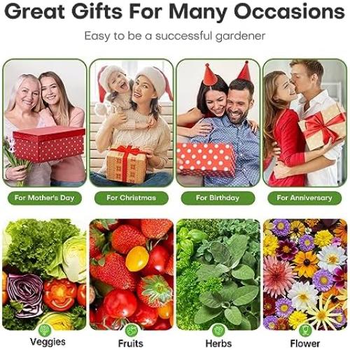 Ahopegarden Indoor Garden Hydroponics Growing System: 10 Pods Plant Germination Kit Aeroponic Herb Vegetable Growth Lamp Countertop with LED Grow Light - Hydrophonic Planter Grower Harvest Lettuce