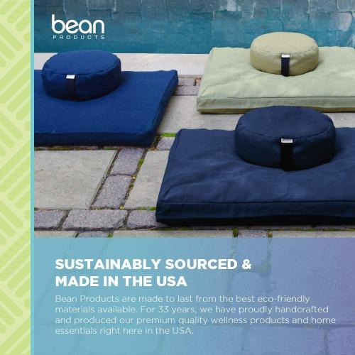 Bean Products Meditation Cushion - Zabuton Meditation Pillows for Sitting on Floor, Yoga Cushion, Cotton Yoga Pillow, Zen Kneeling Prayer Pad- Made in USA - Premium 32x26x3, Natural