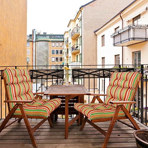2 Pack 46x22 EAGLE PEAK Tufted Outdoor/Indoor High Back Patio Chair Cushions, Set of 2, 46'' x 22'', Rainbow