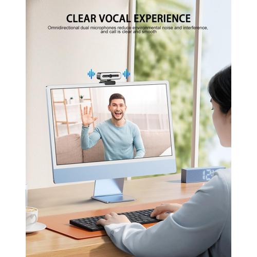 4K UHD Ring Light Webcam for PC, 1080P Web Camera with Dual AI Noise-Cancelling Mics, Auto Light Correction, Privacy Cover, 73°FOV, PDAF Autofocus, Privacy Cover, for Streaming, Conference, Zoom
