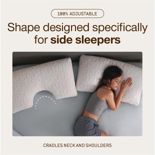 Coop Home Goods Original Cut-Out Adjustable Pillow, Queen Size Bed Pillows for Neck & Head Support, 18 x 28 “ Memory Foam Pillows - Medium Firm for Side Sleeper, CertiPUR-US/GREENGUARD Gold