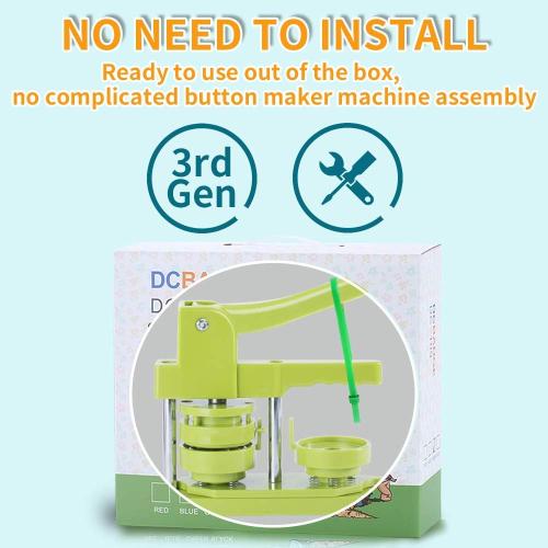 Button Maker Machine 58mm - (3rd Gen) Installation-Free 58mm(2.25in) DIY Pin Badge Button Maker Press Machine Badge Punch Press with Free 100pcs Button Parts&Pictures&Circle Cutter&Magic Book
