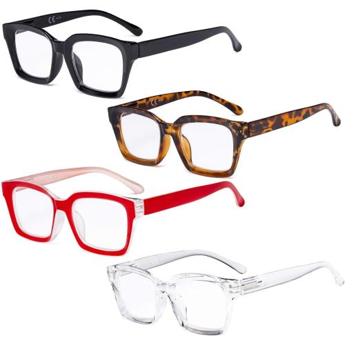 4 Pack Eyekepper 4 Pack Ladies Reading Glasses - Oversized Square Design Readers for Women