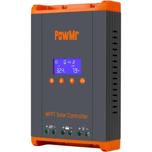 PowMr 60A MPPT Solar Charge Controller, 12V/24V/48V/160V(Max) DC Input, Bulit in LCD Display, Support 12(Max) Solar Regulator Connections, Work for Lead-Acid and Lithium Batteries【Parallel Version】
