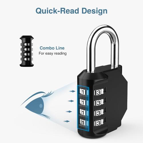 Puroma 2 Pack Combination Lock Locker 4 Digits Combo Padlock Gym Black