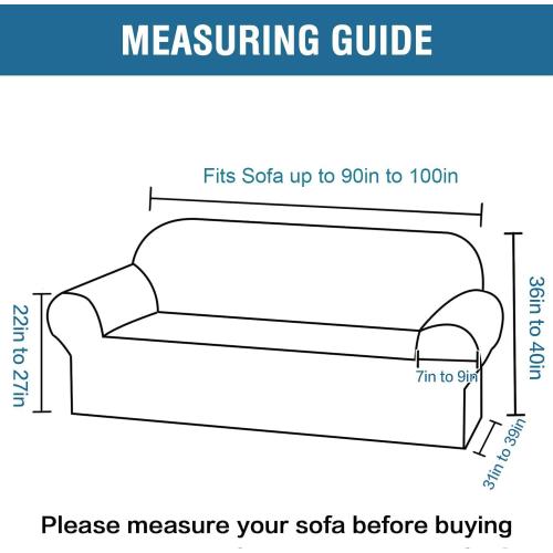 H.VERSAILTEX Stretch Couch Covers for Sofa 1 Piece Slipcovers for Couches 3 Seater Couch Cover Feature Thick Checked Jacquard Fabric with Elastic Bottom(Large Sofa 90-100 Wide, Bronze Green)