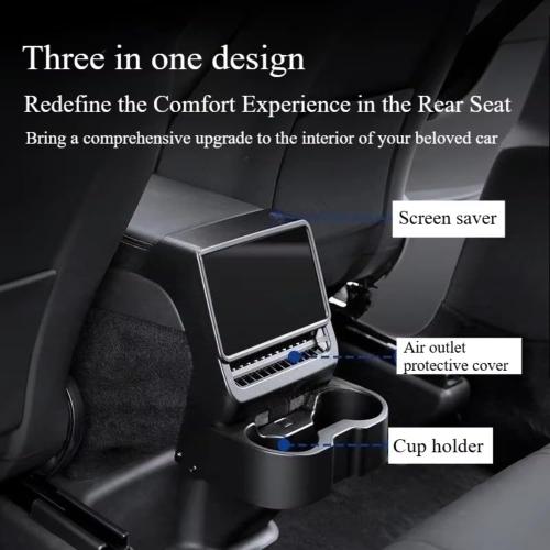 Rear Seat Cup Holder for Tesla Model Y Juniper 2025 2026 Model 3 Highland 2024 2025 2026 Storage Box Organizer Car Interior Asccesseries