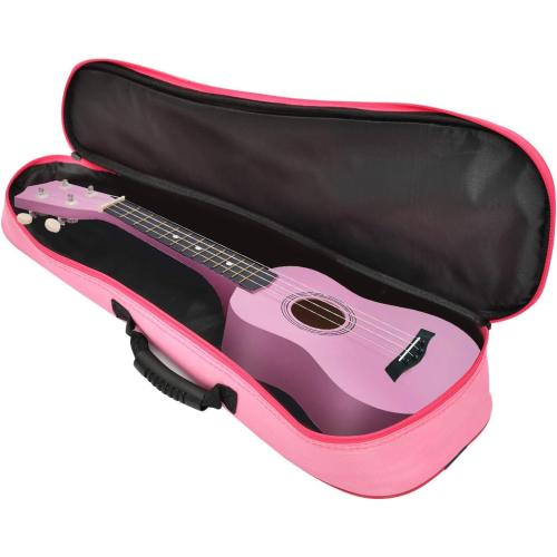 Soprano Ukulele Beginner Pack, 21 Inch Basswood kids Ukuleles Starter Kit with Gig Bag Spare Strings Tuner and Picks. (pink)
