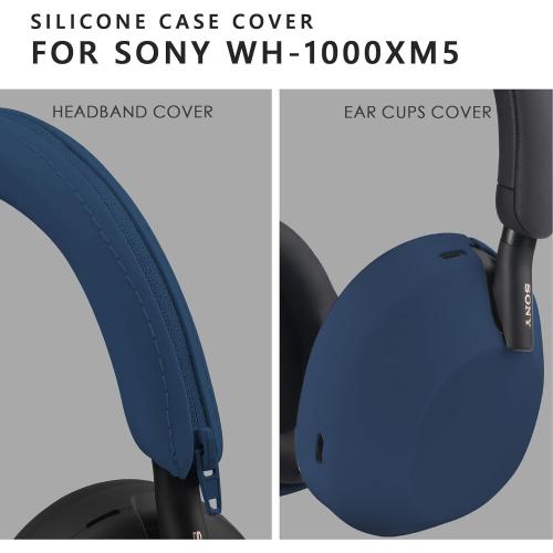 Silicone Case for Sony WH-1000XM5, Sony xm5 Wireless Headphones Protective case Cover (Midnight Blue)