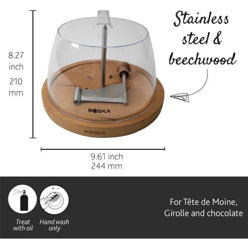 Boska Cheese Curler Amigo Stainless Steel - Best for Tête de Moine or Girolle - Multifunctional Rust-Proof Shredder - Manual Handheld Flaker - 10 Year Warranty
