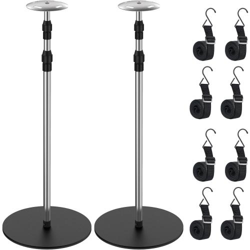 Silver Boat Cover Support Poles, 2 Pack Adjustable Stainless Steel Pontoon Boat Cover Support System, Telescoping Tarp Accessories with 8 Straps and Metal Base for V Hull, Jon, Pontoon Boat