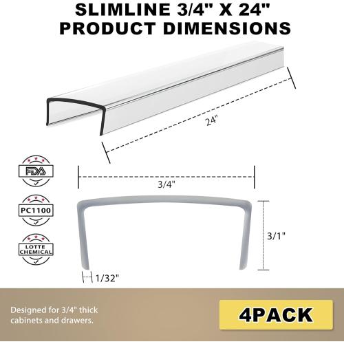 4pcs Size 3/4 thick 24  Cabinet Door Protector, Plastic Edge Protector Trash Drawer Protector Edge Guard, Slip on Protectors for Cabinets– 3/4 Thick, 24 Length, Prevent Wear, Chipping, Discoloration