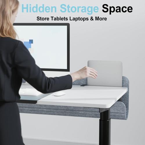 Felt Under Desk Cable Management Tray, 47.2 Cord Organizer with Clamp or Screw Mount, Laptop & Tablet Slot, Desk Cable Organizer for Home & Office