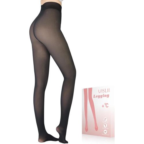 Fleece Lined Tights Women, Warm Pantyhose leggings Women,Fake Translucent Thermal Skin Colored Tights for Winter