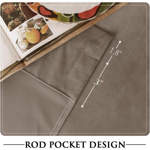 StangH Taupe Curtains 90 inches Long, Super Soft Velvet Room Darkening Window Treatment Noise Reducing Door Panels for Patio Bedroom, W52 x L90, 2 Panels