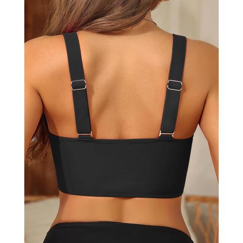 Size L......Women's Bikini Top - Supportive Swimsuit for Large Bust - 2025 Cut Out Twist Swim Top