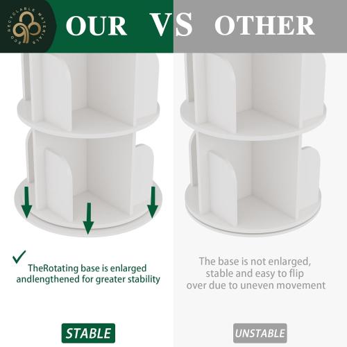 Rotating Bookshelf Tower 5 Tier,Spinning Bookcase, Revolving 360 Book Shelf Narrow Tall Bookcase, Vertical Turning Round storage Bookshelf ,Book Shelf Organizer for Bedroom, Living Room, White