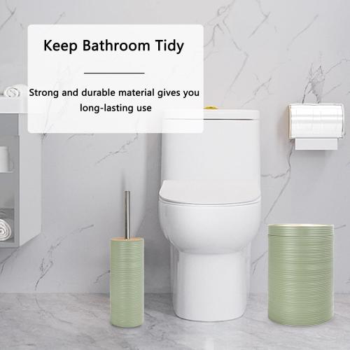 CERBIOR Bathroom Accessories Set 6 Piece Bamboo Bath Ensemble Includes Soap Dispenser, Toothbrush Holder, Toothbrush Cup, Soap Dish for Decorative Countertop and Housewarming Gift, Sriral Green