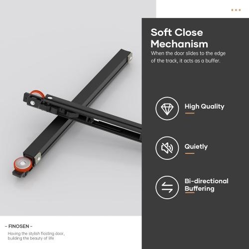 48inch Concealed Sliding Barn Door Hardware with Soft Close Mechanism, Wall Mount System, Fit MIN Opening Width 40in, Invisible Floor Track, Aluminum(Door is not Included)