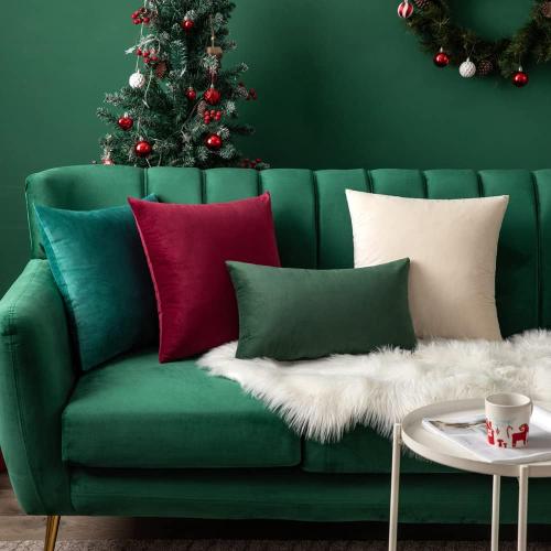 MIULEE Velvet Pillow Cover Soft Luxury Decorative Throw Pillow Cover Single Lumbar Rectangle Cushion Case Home Decor for Couch Sofa Bedroom Car,12x20 Inch Army Green