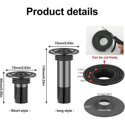 Shower Drain Floor Drain Backflow Preventer - Magnetic Closure Valve Variable Diameter Gasket 304 Stainless Steel Odor-Resistant Shower Drain Plug，for 1.77''-3.5''ID Pipes