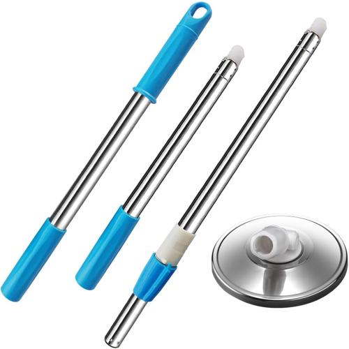 Color Blue Extended Spin Mop Replacement Mop Handle, Upgraded 60-inch 360 Degrees Rotating Telescopic Replacement Mop Stick for Spin Mop Bucket Cleaning System (Stainless Steel Disc, Blue)