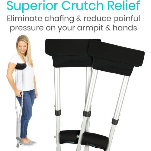 Vive Premium Crutch Pads & Hand Grips - Comfortable, Breathable | Machine Washable Padding - Moisture Wicking & Odor Reducing Pillow Accessory Covers for Adult & Youth Walking Crutches