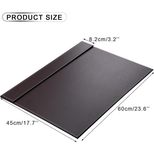 KINGFOM Ultra-Smooth PU Leather Desk Pad & Mat Office Desk Drawing & Writing Board A3/ A4 File Paper Clip Table Protector Mat on Top Large 24''x18'' (Brown)