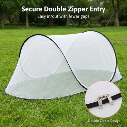 Pop Up Mosquito Tent, Extra Large Foldable Bed Net for Travel | 77 x 30 x 23 in bug net with double zipper, lightweight frame and carry bag for camping or patio use