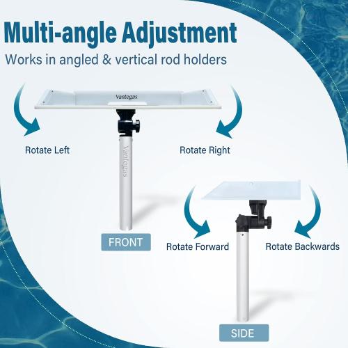 Size 21.25 x 13 Color White Vantegas Boat Cutting Board Bait Table Filet Board For Fish Cleaning Station White Fishing Fillet Table, In Single Rod Holder With Plier Storage and Knife Slot, Marine Accessories For Boats Grill
