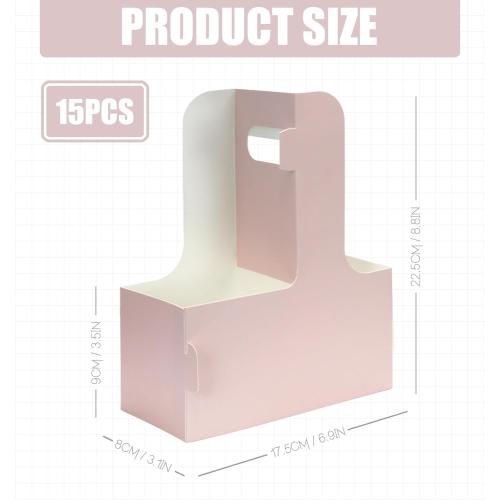 2 Cup Disposable Drink Carrier for Delivery with Handle,30 Count Pink Paperboard Cup Holder,Cup Carriers for Hot or Cold Drinks,Coffee Carrier, Food Delivery,Take Out Cup Carriers (Pink, 30 PCs)