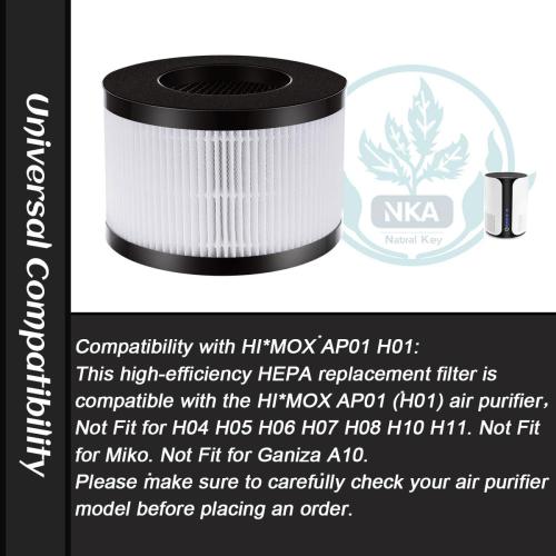 1 Pack AP01(H01) hepa filter replacement Only Compatible with himox air purifier filter replacement AP01 Air Purifier, 3-Stage Filtration for AP01 Replacement Filter【Not Fit for Ganiza A10】