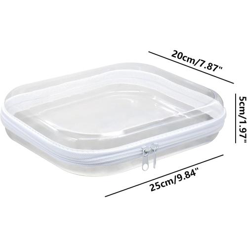 2 Pack Clear Hard Shell Zipper Case, Transparent Zipper Pouches Makeup Case Hard Plastic Pencil Case Storage Boxes for Toiletry Travel Cosmetic Storage & Organizer